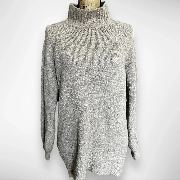 AERIE Gray Beige Mock Neck Wool Blend Pullover Sweater Size Small | EUC - Picture 1 of 10
